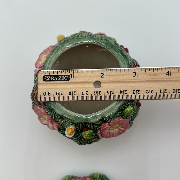 Vintage Fitz and Floyd Christmas Florentine Sugar Bowl w/ Lid 1996 Retired - Picture 15 of 16